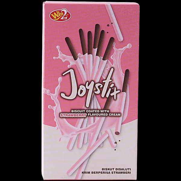 WIN2 Imported Joystix Biscuit Coated With Strawberry Flavoured Cream