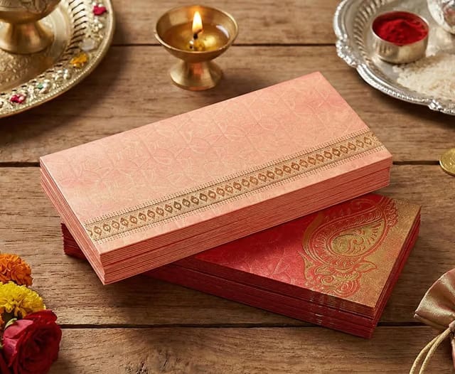 eSplanade Money Gift Envelopes Shagun Lifafa - Multi Color Pack of 50 Premium Designer Envelopes (Red, Pink)