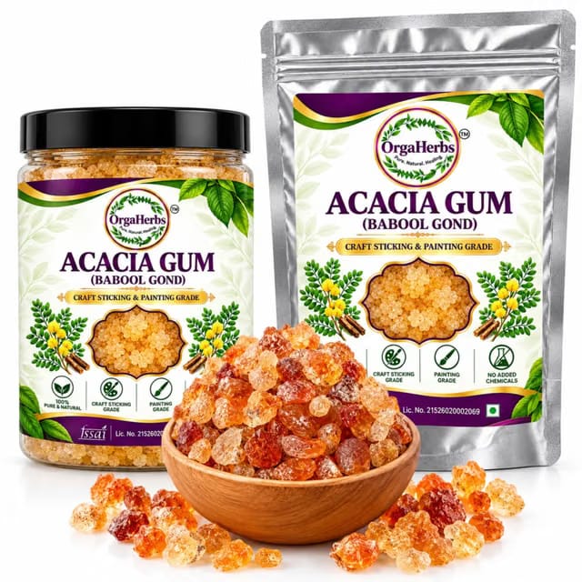 Acacia Gum Babool Gond for Craft Sticking & Painting, 250 g Jar