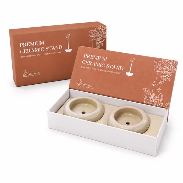 Sadhna.co 2-in-1 Ceramic Dhoop Stand & Incense Holder for Sticks and Cones