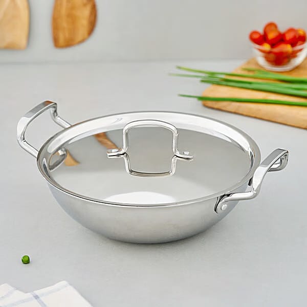 Triply Steel Kadai/Wok With Lid - 24 cm