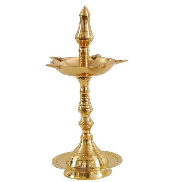 Samy Collectibles Regional Brass Diya Stand, Golden, 9 Inches