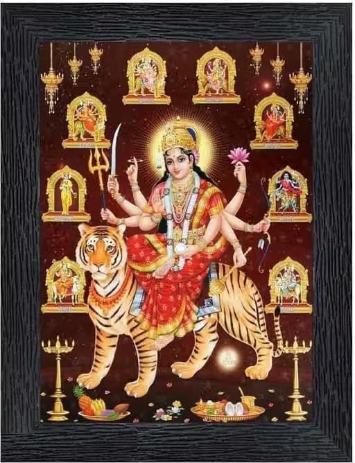 Pooja ghar photo, scenery Mata durga, shewali maa photo frame, mata sherawali photo(5x7)