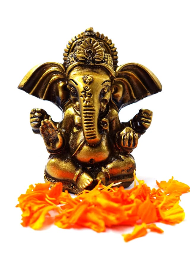 INARA Resin Creation Ganesh Idol Statue Murti for Home Puja Car Dashboard Home Decor & Gift 3 Inch (Design 1)