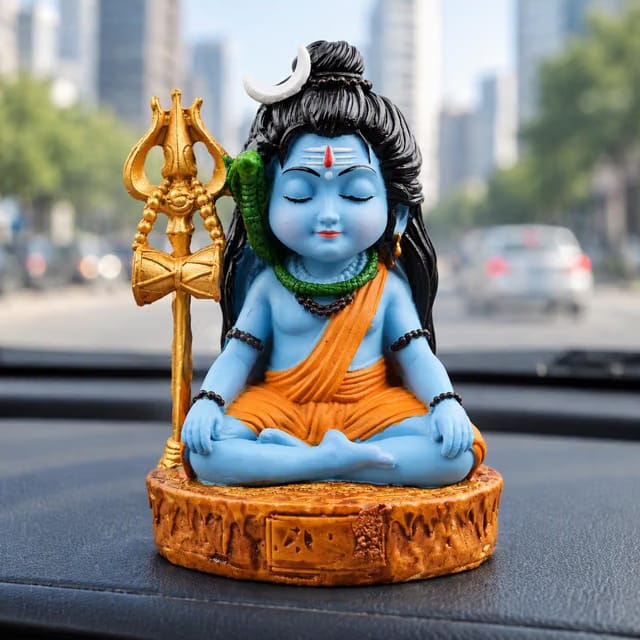 RIANZ® Bal Roop Lord Shiva Idol with Trishul for Car Dashboard, 7.5 cm