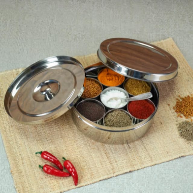 Vinod Brand Stainless Steel Masala Dabba No.11, Diameter 7.5 inch,Silver
