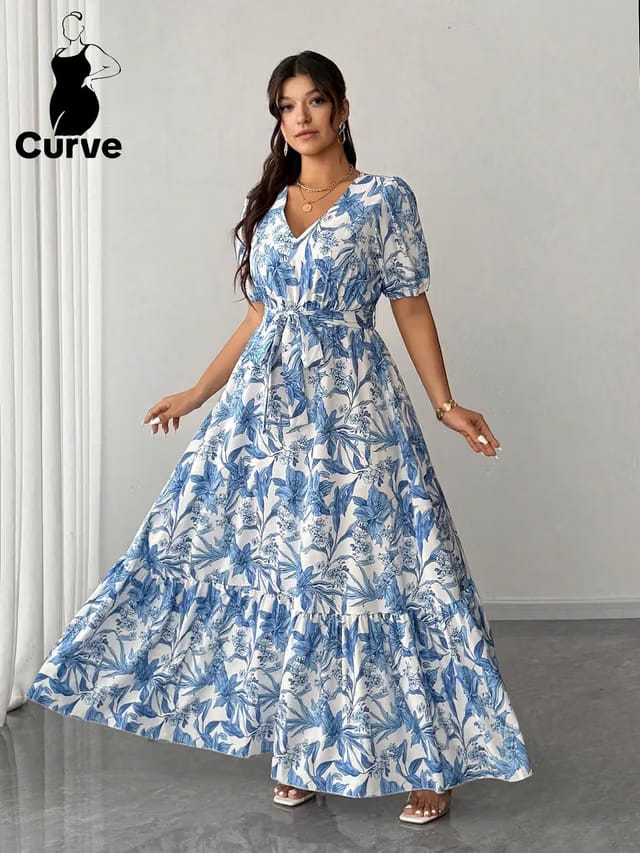 Women's Plus Size Tie Up A-Line Dress