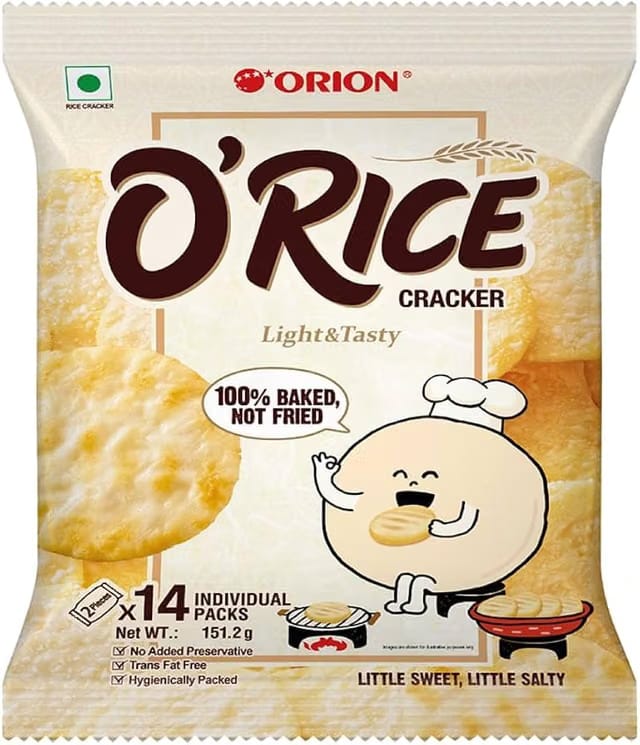 O'Rice Crackers, Light & Tasty, 14 Individual Packs, 151.2g, 100% Baked