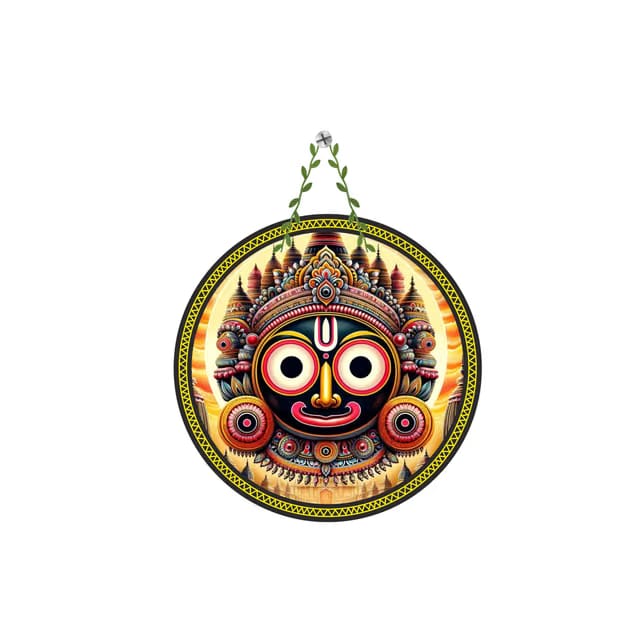 Amaresah Lord Jagannath Traditional Indian Temple Design, Religious Wooden Wall Hanging, WH39