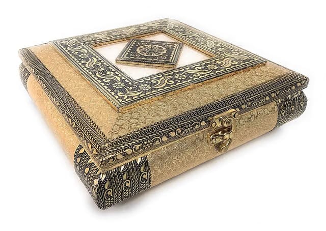 RIOMAX Decorative Empty Dry Fruit Box (4 Section Box) (Golden Rajwadi)