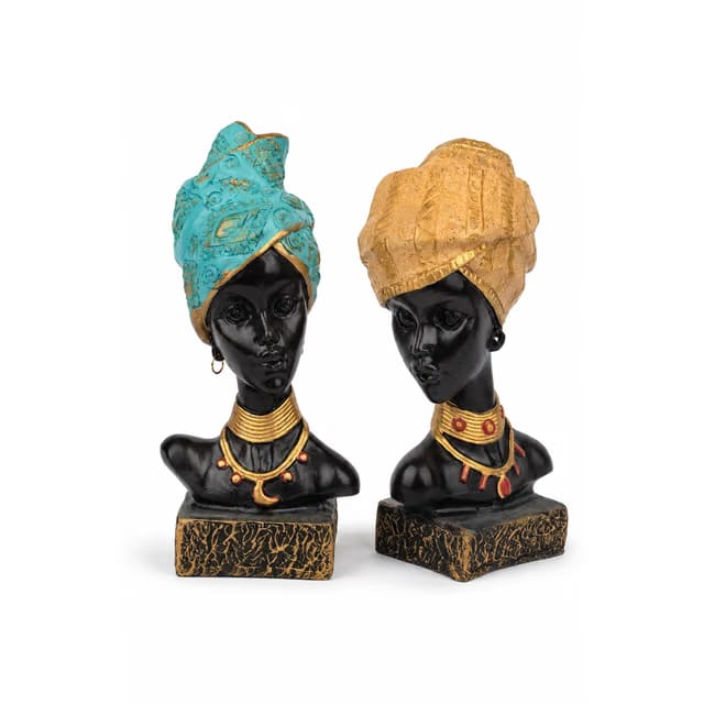 Premium Resin Decorative Figurines Set of 2 Modern Home Decor Accessories Handcrafted Showpieces for Living Room