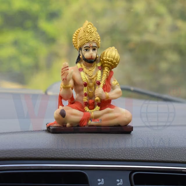 Premium Hanuman Ji Murti for Mandir, Table, Desk, Home Decor, Gift, Car Dashboard, Finely Detailed Compact Hanuman Idol