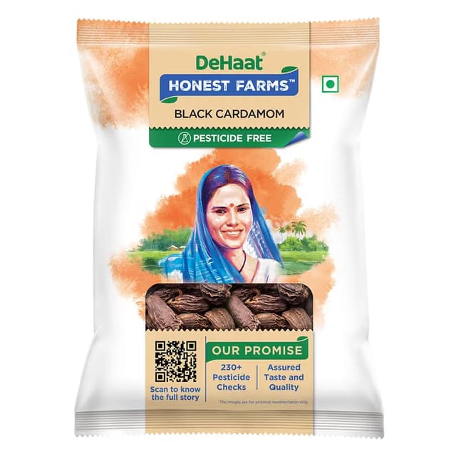 Dehaat Honest Farms Pesticide Free Black Cardamom 30 Gm. - Whole