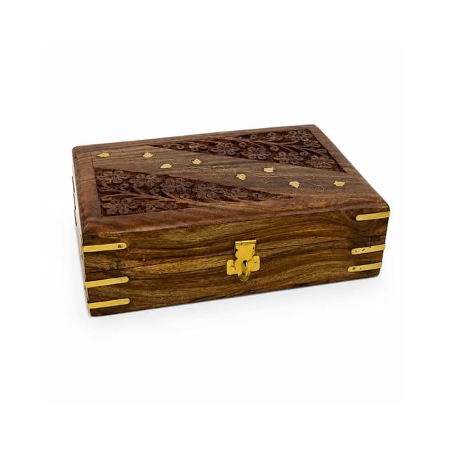 Handcrafted Wooden Jewellery Box for Women, 7 x 5 Inches