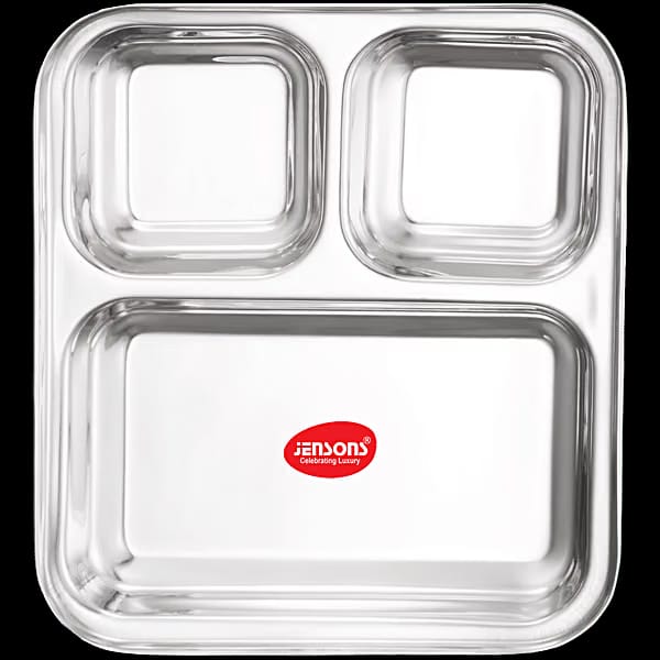 Heavy Duty Stainless Steel 3 Section Dinner Plate For Kids & Daily Use, 1 pc