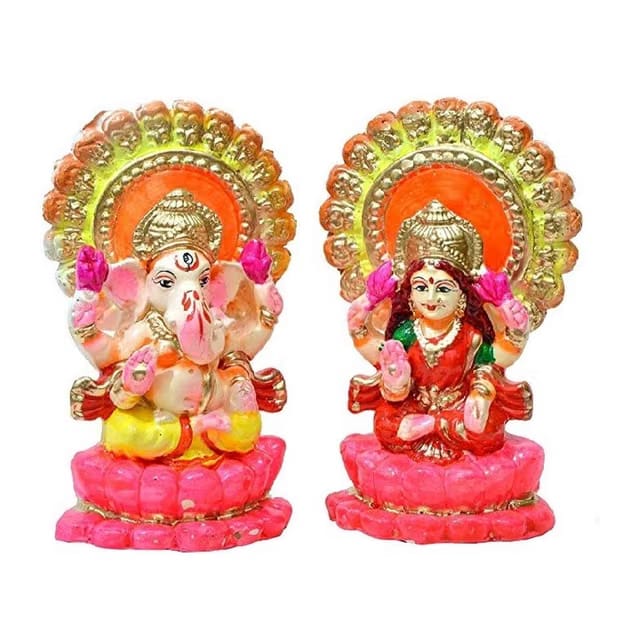 keshav jee Mitti Mitti Cool Terracotta Clay Ganesh laxmi Idol (Multicolour)