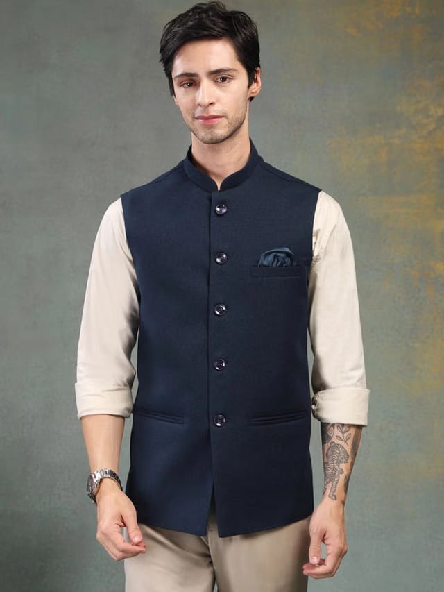 Badoliya & Sons Pure Wool Woven Nehru Jackets