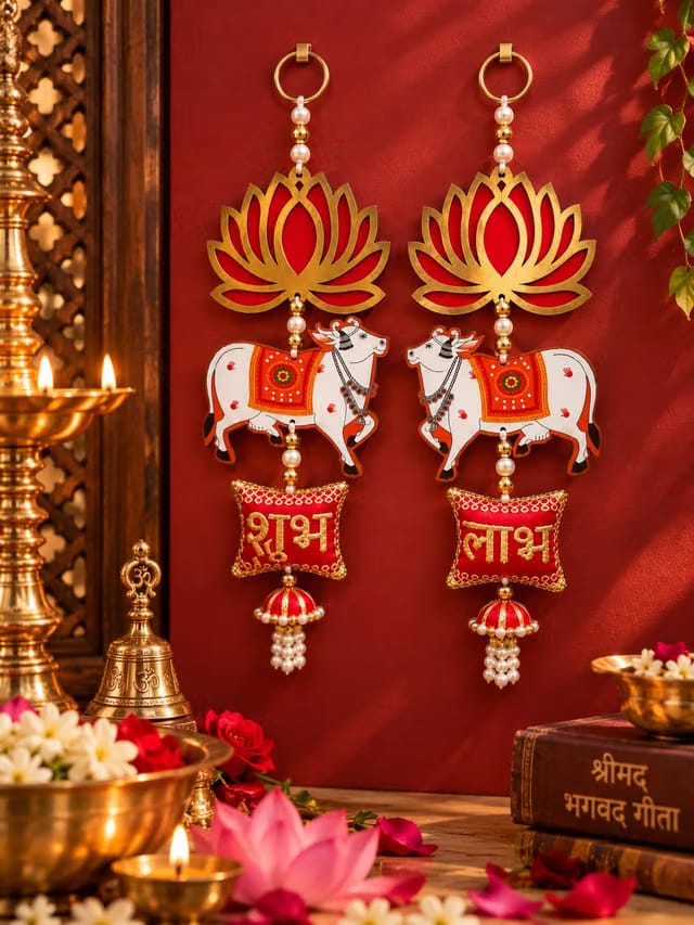 Subh labh for Door Entrance Shubh labh Hanging Toran for Entrance Mandir toran for Diwali Decoration Items shubh labh