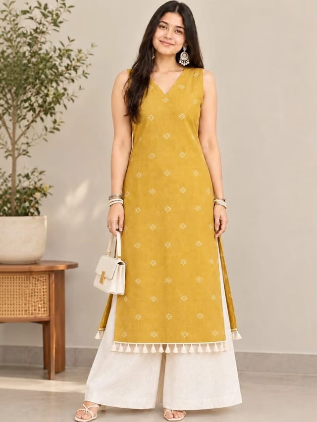 Myshka Women Ethnic Motifs Embroidered Regular Thread Work Kurta with Palazzos