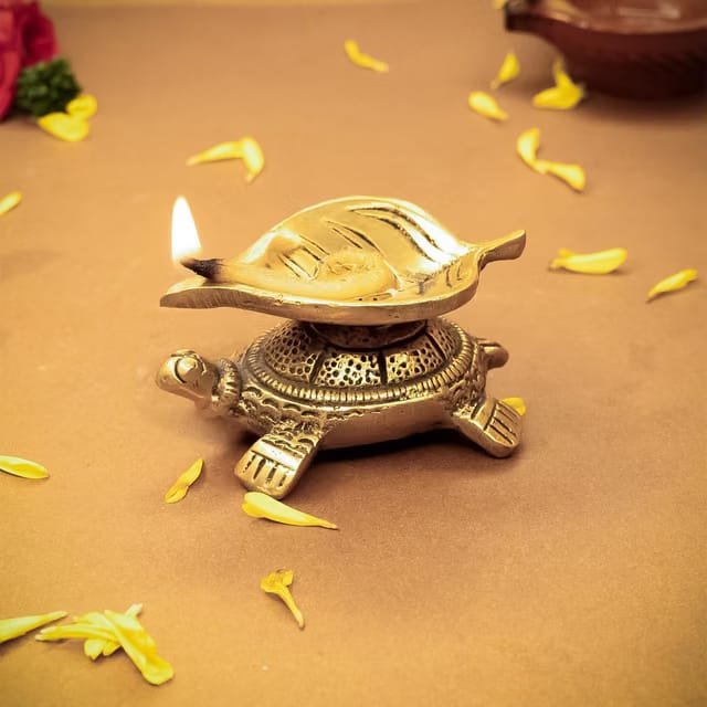 Ekhasa 100% Pure Brass Tortoise Diya for Puja