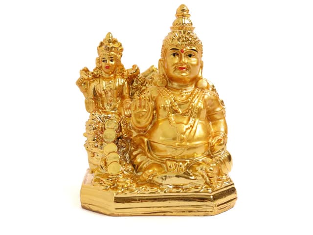 Resin Lakshmi Kubera Statue II Hindu God Figurines Handmade 4 Inch Lord Kuber Idol