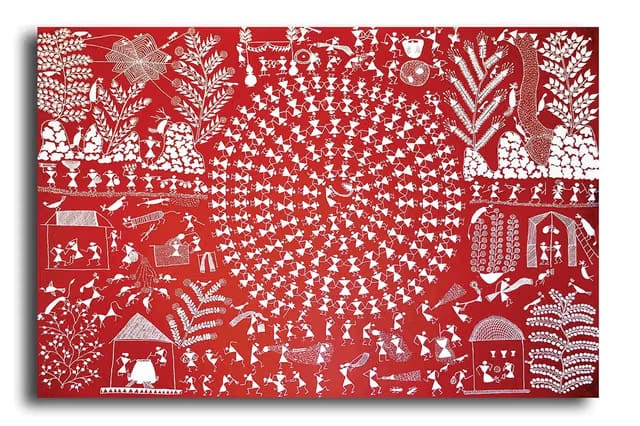 PIXELARTZ Canvas Painting - Warli Tribal Art