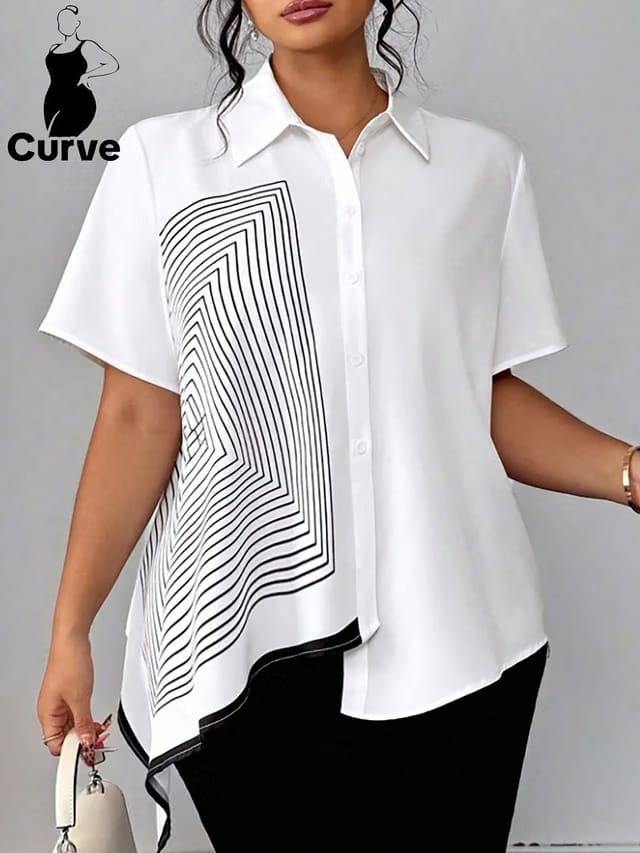 Women's Plus Size Asymmetric Placket Blouse