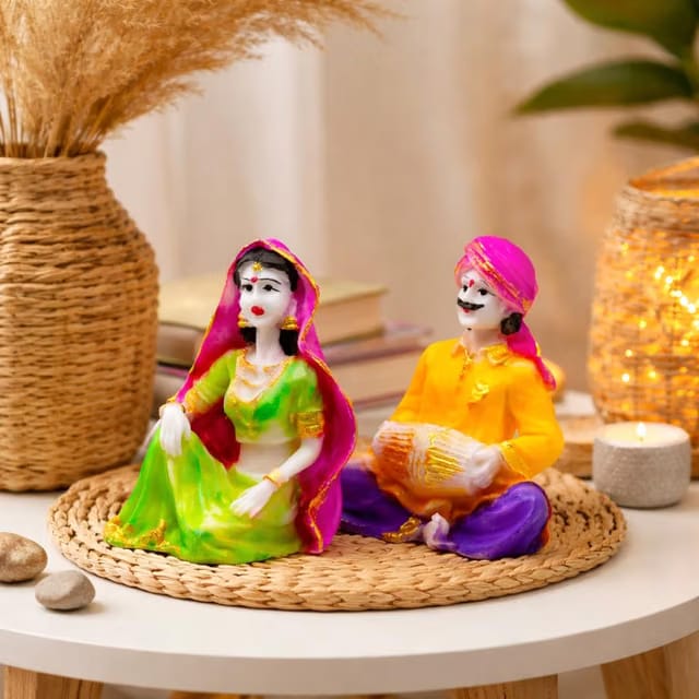 Handcrafted Rajasthani Village Couple Showpiece