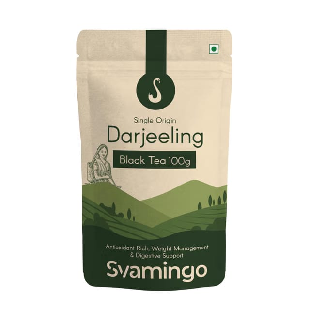 Darjeeling Black Tea 100g (50 Cups) - Second Flush, Smokey Notes, Whole leaves, Antioxidants Rich