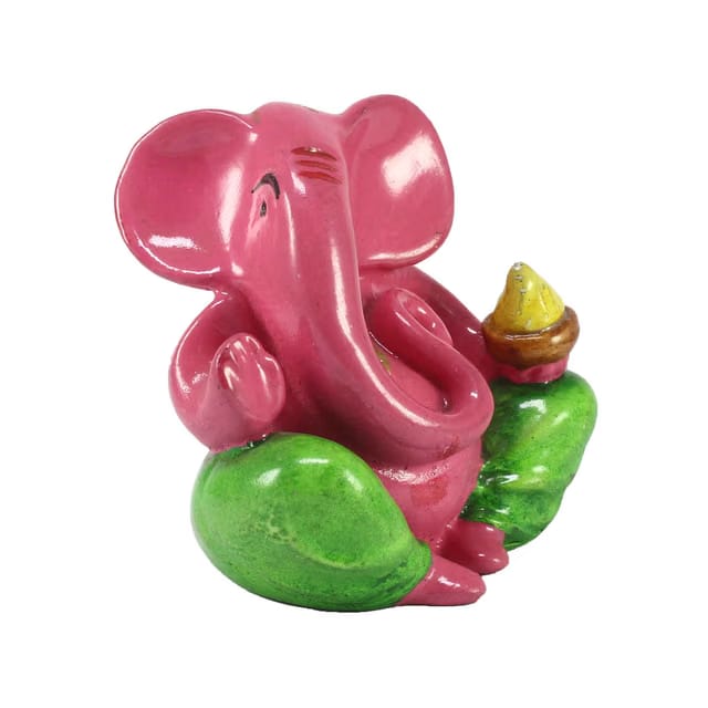 Pink Green Resin Lord Ganesha Idol