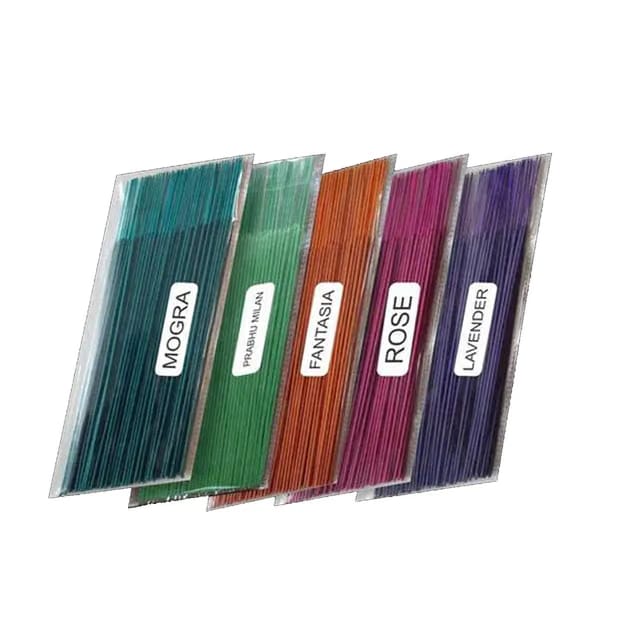 5 in 1 Incense Stick Dhup Agarbatti for Pooja Combo of 5 Fragrances Mogra Rose Chandan Firdos Pineapple 240 Sticks