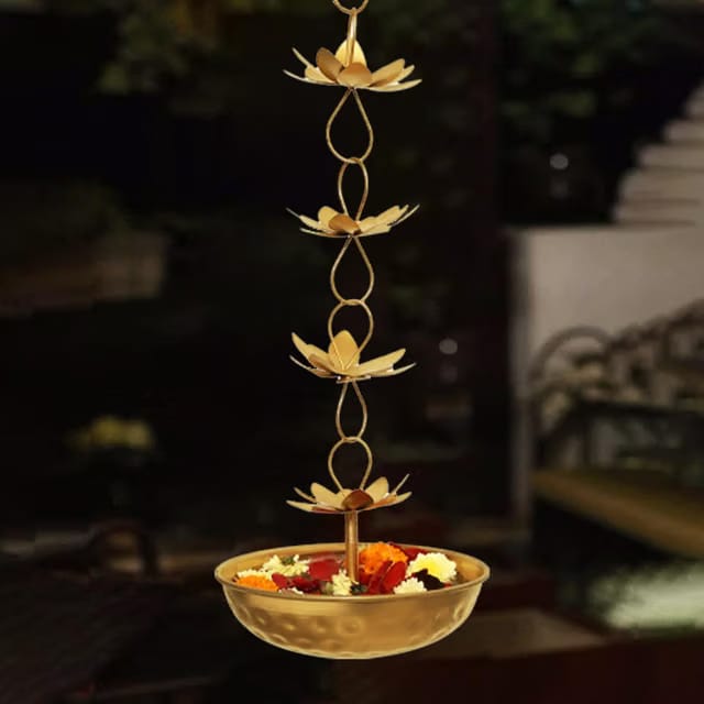 BEYOND THE MAT Lotus Shaped Decorative Floral Hanging Urli Bowl, Diwali Decoration Items for Home Décor