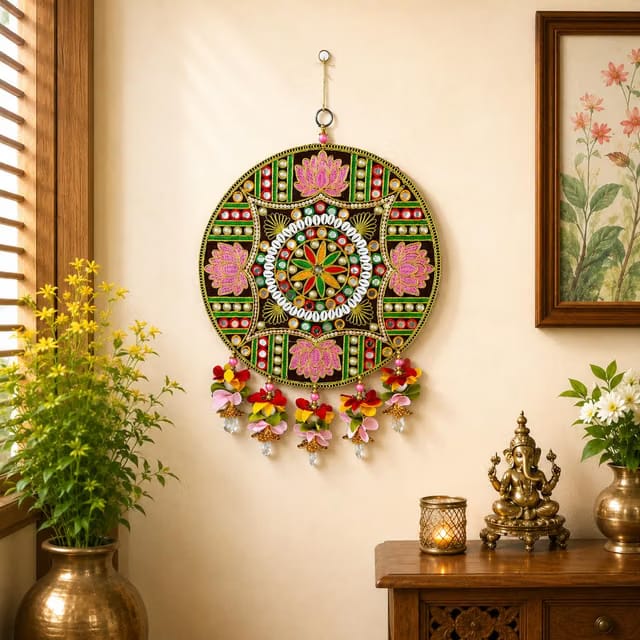 Traditional Handcrafted Wall Hanging Latkan with Mirror Work & Embroidery