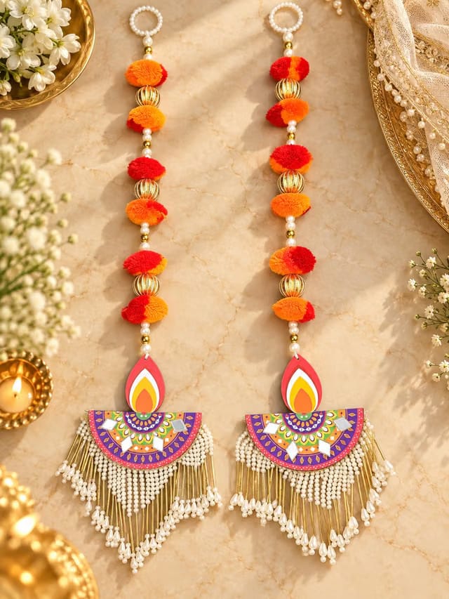 Diya Wall Hanging Set of 2 for Home Decor & Festive Decoration