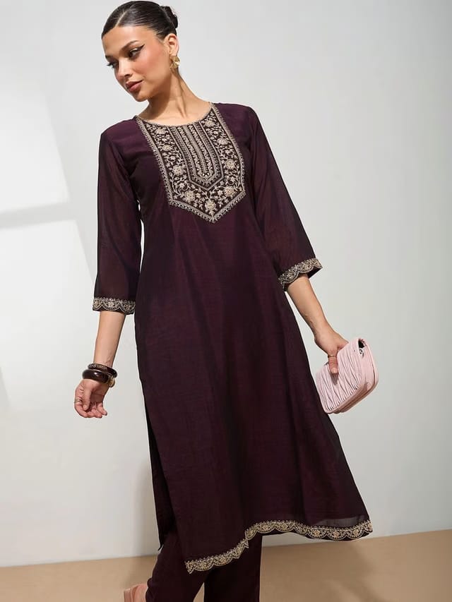 Women Ethnic Motifs Embroidered Thread Work Kurta