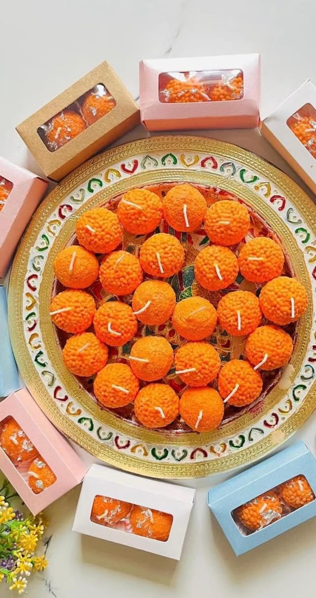 Suneh Arts Handmade Decorative Candles Soy Wax Diya Laddu