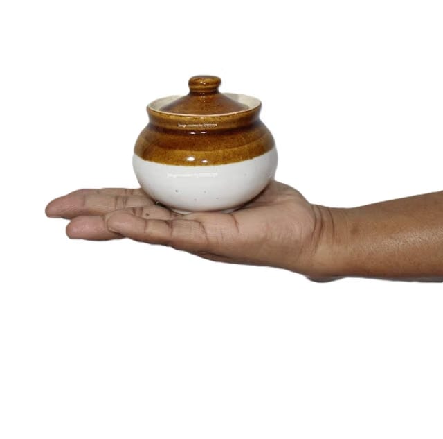 Round Shaped Ceramic Pickle Jar/Barni/Achar Martban - Xtra Small