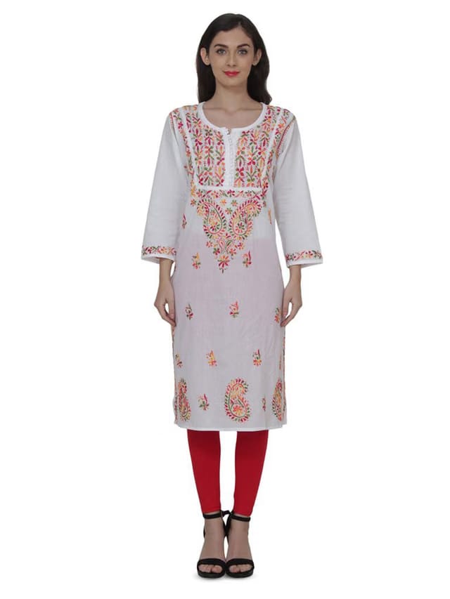 NAZAQAT ETHNIC INDIA Ethnic Motifs Embroidered Chikankari Kurta