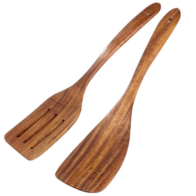 Handcrafted Wooden Spoon Set 2 pcs Traditional Neem Wood Stick Burner, Natural Brown Finish, Decorative Home Accessory