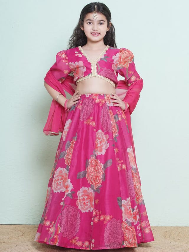 Girls Printed Gotta Patti Ready to Wear Lehenga & Blouse With Dupatta