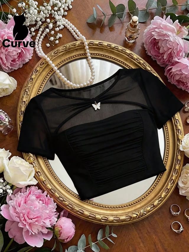 Women's Plus Size Sheer Top