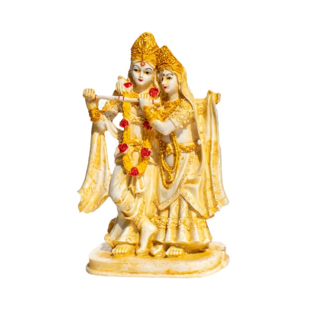 Polyresin Radha Krishna Radhe Shyam Idol (8.2 Inches, White)