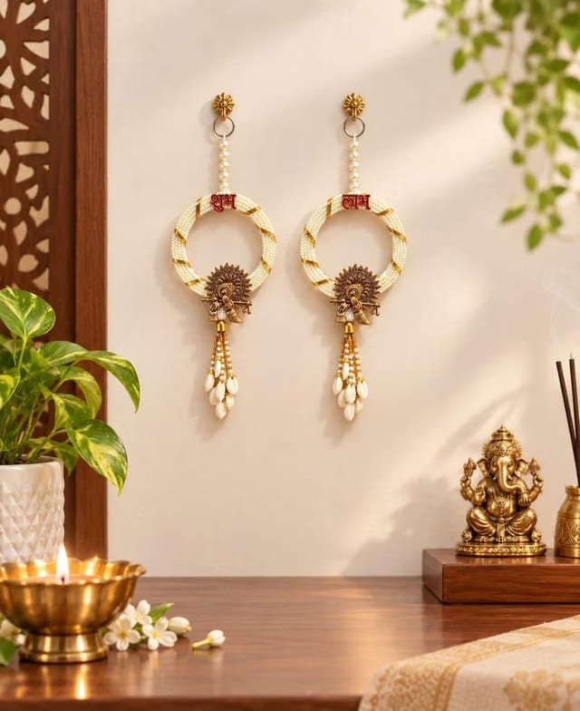 OneSanu Diwali Decor Items, Shubh Labh Hanging for Door Entrance, Wall Hanging for Decoration