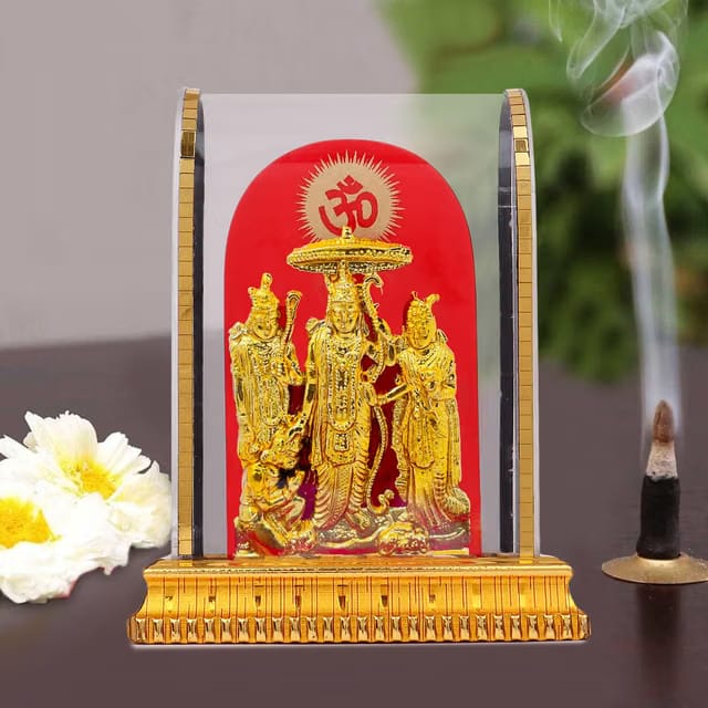 Golden Lord Ram Darbar with Sita Laxman and Hanuman Ji Metal Statues