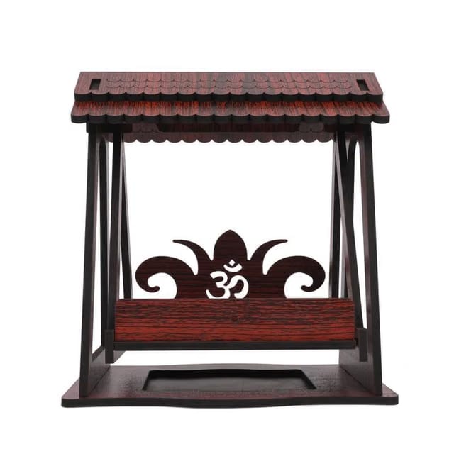 Akashii Premium Engineered Wooden Carved Pattern Designer Laddu Gopal Jhula for Laddoo Gopal