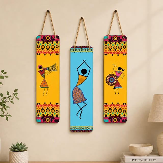 Artvibes African Warli Art Wooden Decoration Item for Living Room