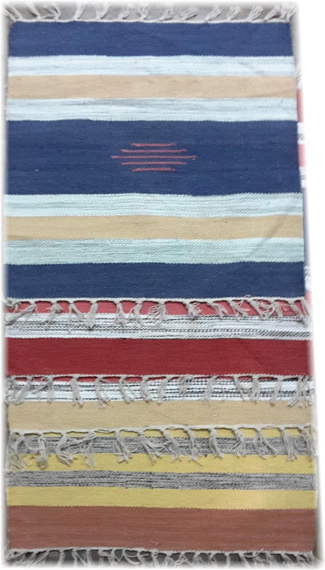 Cotton Mat Dhurrie Rug (50x 50 cm, Multicolour), Set of 4 Pieces