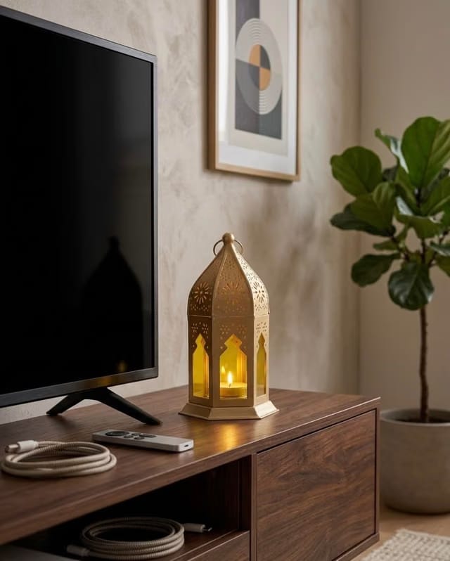 af Global Gold Moroccan Lantern, 16.5cm Vintage Metal Tealight Candle Holder, Decorative Hanging Lantern for Home Decor