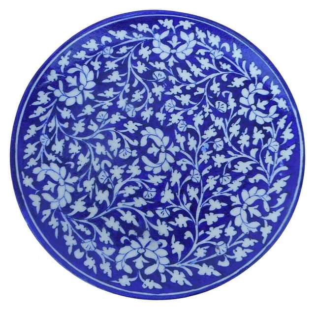 Jaipur Blue Pottery Home Decor Wall Hanging Handmade Plate/Serving Plate (25 cm x 25 cm x 3 cm)(CF-PP8)