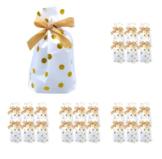 ® 25PC Gift Bags Medium Size - Reusable Drawstring Party Bags with Polka Dots Potli Bags for Return Gifts for Birthday